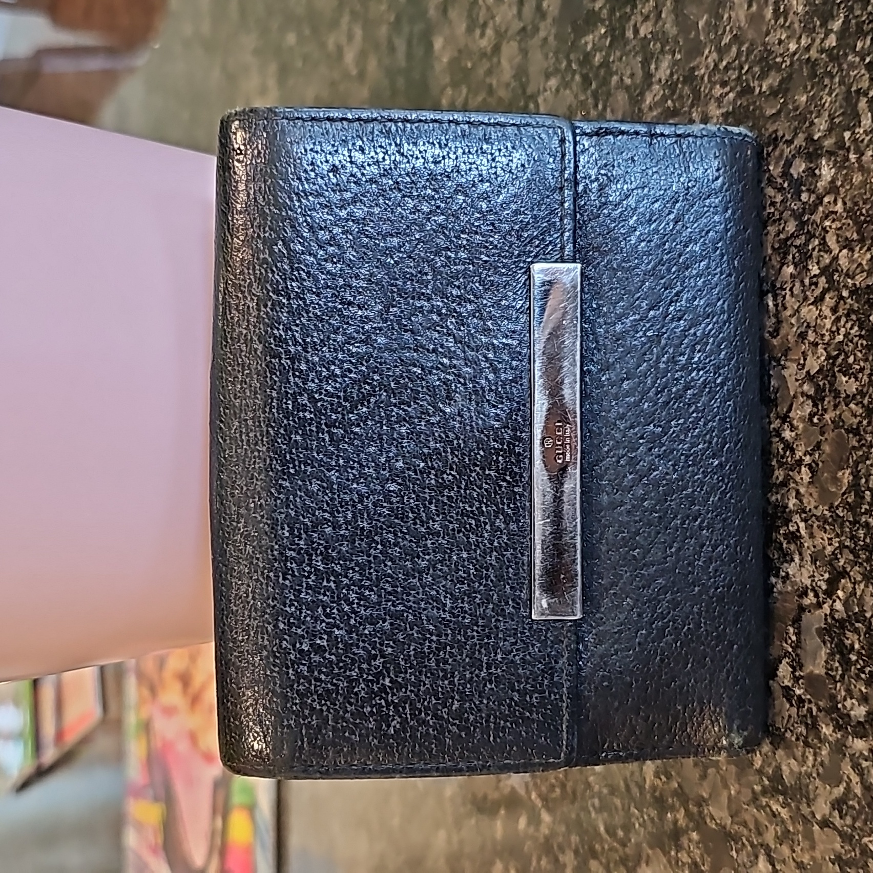 Gucci Pebbled Leather Clasp Wallet
